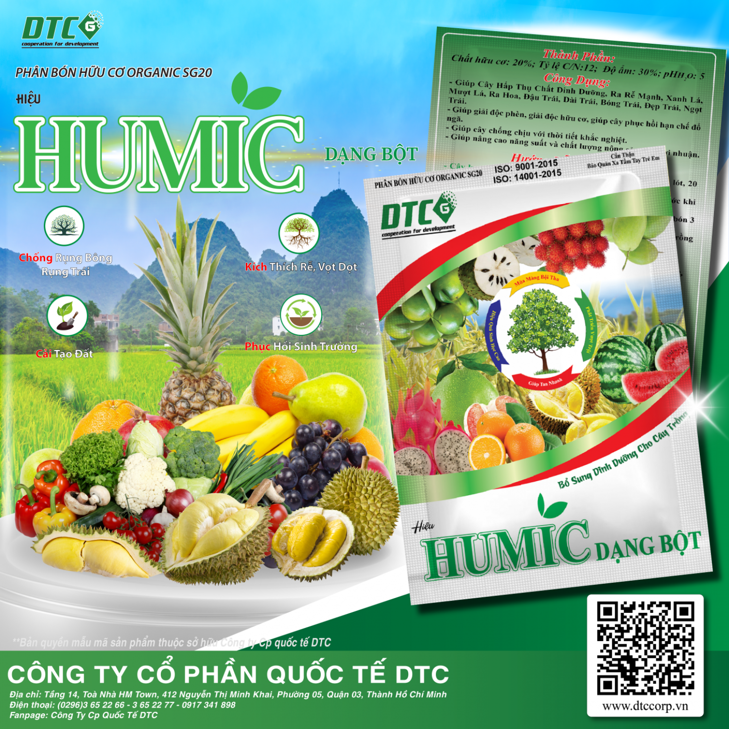 PBHC ORGANIC SG20 Hiệu HUMIC DẠNG BỘT