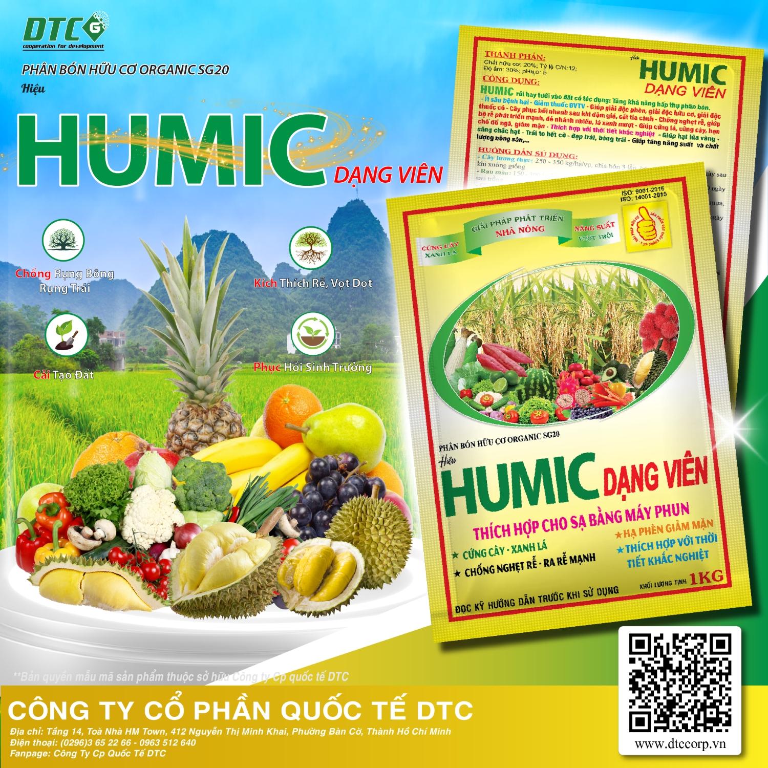 PBHC ORGANIC SG20 Hiệu HUMIC DẠNG VIÊN