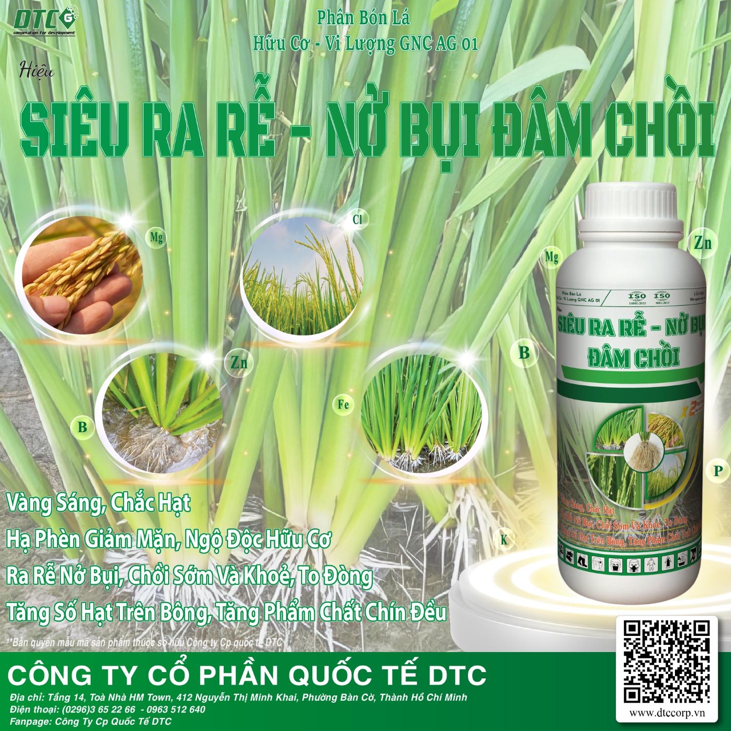 PHÂN BÓN LÁ HỮU CƠ - VI LƯỢNG GNC AG Hiệu ĐÂM CHỒI CỨNG CÂY